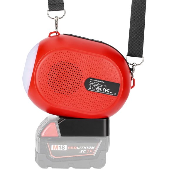 Bluetooth Speaker for Ryobi One+ 18V For Makita/Dewalt/Milwaukee/Bosch Battery, Cordless Ryobi Speaker with LED Light for Jobsite Camping Party (Tool Only)