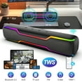 thumbnail image 1 of Bluetooth Speaker Soundbar, 20W PC RGB Gaming Soundbar with 3.5mm Jack Aux-in Computer Speakers, TWS Sound Bar for Desktop Laptop, 1 of 11