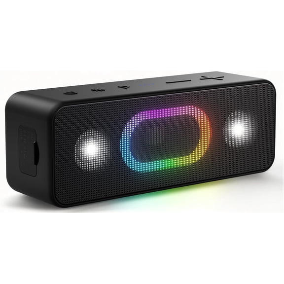 Bluetooth Speaker & Valentines Day Gifts for Him: Portable Wireless, IPX6 Waterproof, 16W HD Sound, 24H Playtime, TWS Pairing, LED Lights, for Home/Outdoors/Beach, Birthday Gifts for Men/Women, Black