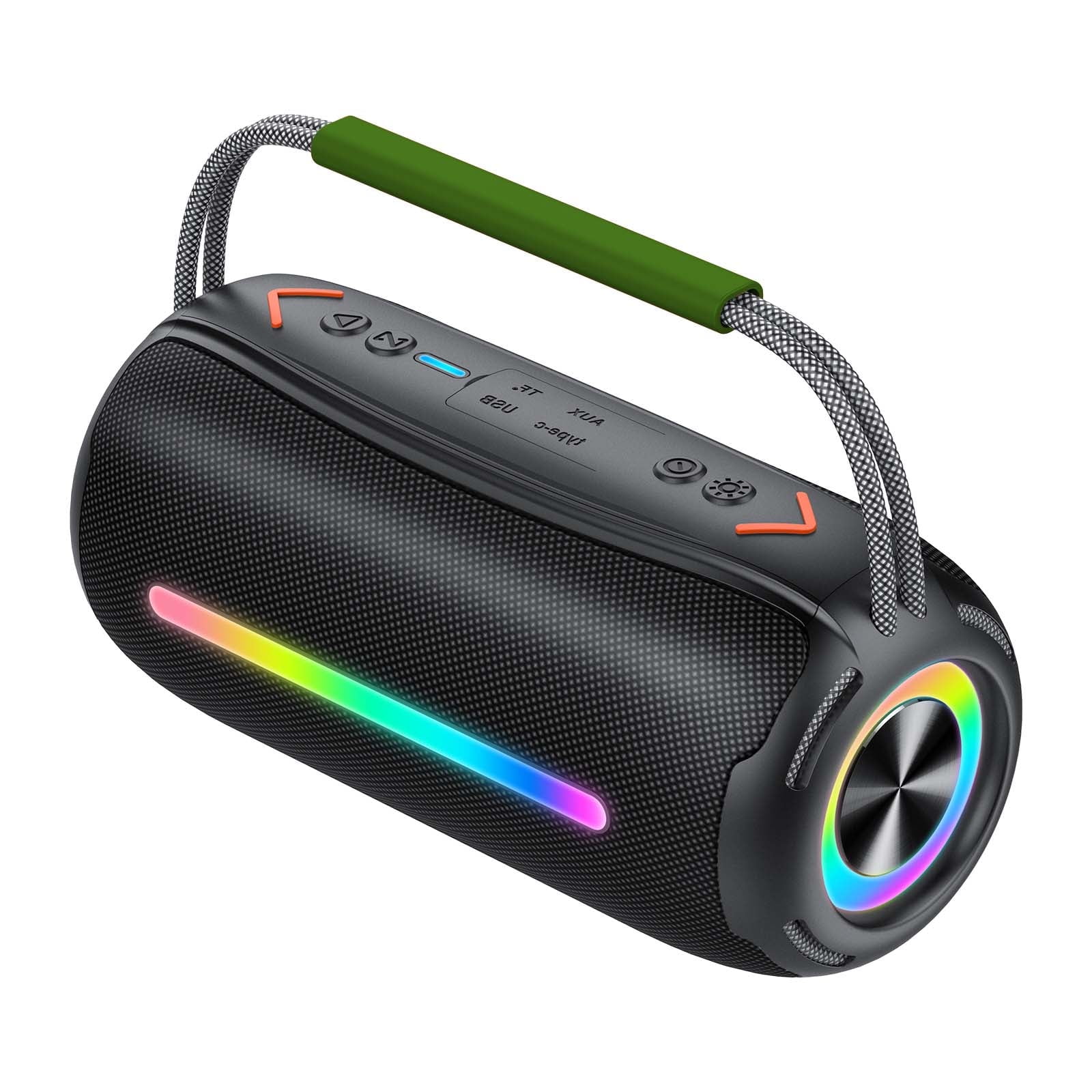 Bluetooth Speaker, Wireless Ultra Bluetooth Speaker with 66mm Drivers, 4000mAh Battery 24Hrs Playtime, RGB Lights, BT5.4, IP7 Waterproof, AUX, TF Card, Suitable for Home/Party/Outdoor/Beach(Green)