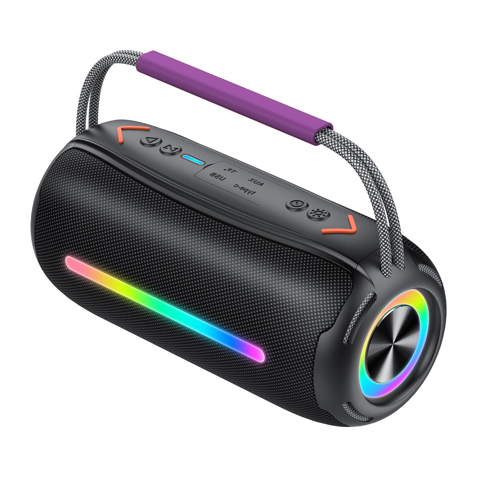 Bluetooth Speaker, Wireless Ultra Bluetooth Speaker with 66mm Drivers, 4000mAh Battery 24Hrs Playtime, RGB Lights, BT5.4, IP7 Waterproof, AUX, TF Card, Suitable for Home/Party/Outdoor/Beach(Purple)