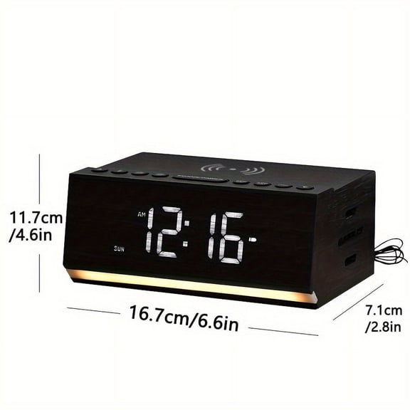 Bluetooth Speaker Wooden Radio Alarm Clock - Dimmable Display for at-a-Glance Clock, Sleep-Friendly Light, Natural Alarm & Premium FM Radio for a Gentle Wake-Up Plugged in Alarm Clock Radio