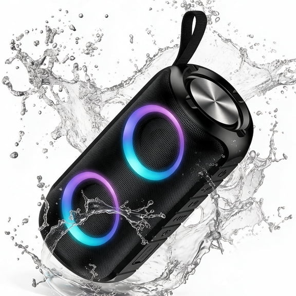 Portable Bluetooth Speaker, Bluetooth 5.3 Speaker Wireless, IPX7 Waterproof Outdoor Speaker, 24W Powerful Loud Stereo Sound, 12H Playtime, 7 Colorful Rgb Lights for Outdoor/Home/Party, Gift Ideas