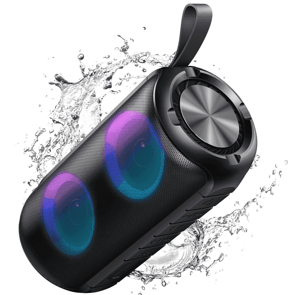 Portable Bluetooth Speaker, Bluetooth 5.3 Wireless Speaker, IPX7 Waterproof Outdoor Speaker, 24W Loud Stereo Sound, 12H Playtime, 7 Colorful RGB Lights for Outdoor/Home/Party, Gift Ideas