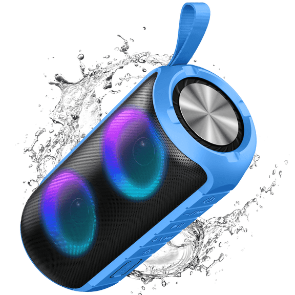 Portable Bluetooth Speaker, Bluetooth 5.3 Wireless Speaker, IPX7 Waterproof Outdoor Speaker, 24W Loud Stereo Sound, 12H Playtime, 7 Colorful RGB Lights for Outdoor/Home/Party, Gift Ideas