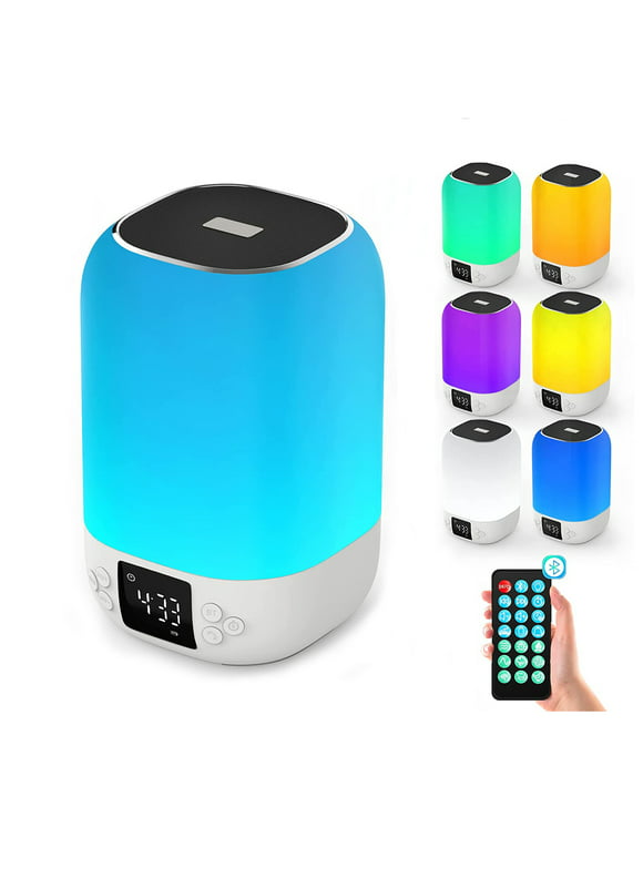 Bluetooth Speaker with Night Light, Alarm Clock, White Noise Sound Machine, Gift Ideas for Teenage Girls/Boys