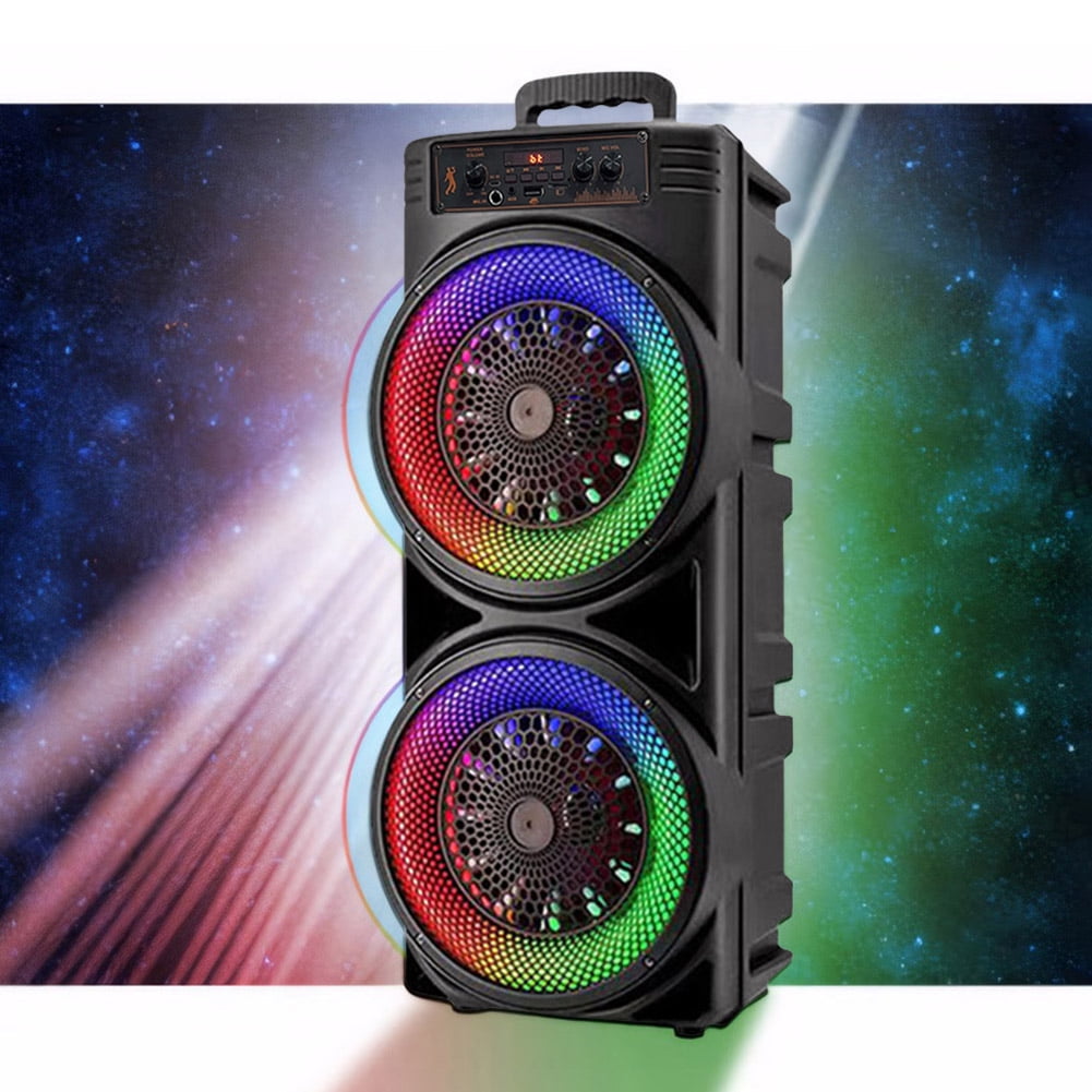 Bluetooth Speakers, Portable Wireless Loud Outdoor Home Party Bluetooth Speaker with Subwoofer, LED Colorful Lights, Microphone, Remote and Big Powerful Stereo Deep Bass Sound Boombox