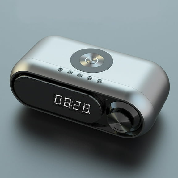 Bluetooth Speakers with 10W Wireless Charger Phone Holder USB Port, LED Digital Alarm Clocks/FM Radio/White Noise for Bedroom