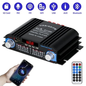 4 Channel Bluetooth 5.0 Stereo Amplifier, 60Wx4 HiFi Power Amplifier, USB/SD/FM/Audio Input, Audio Amp with Remote, Home Audio Receiver for Home Car Passive Speakers Theater Karaoke