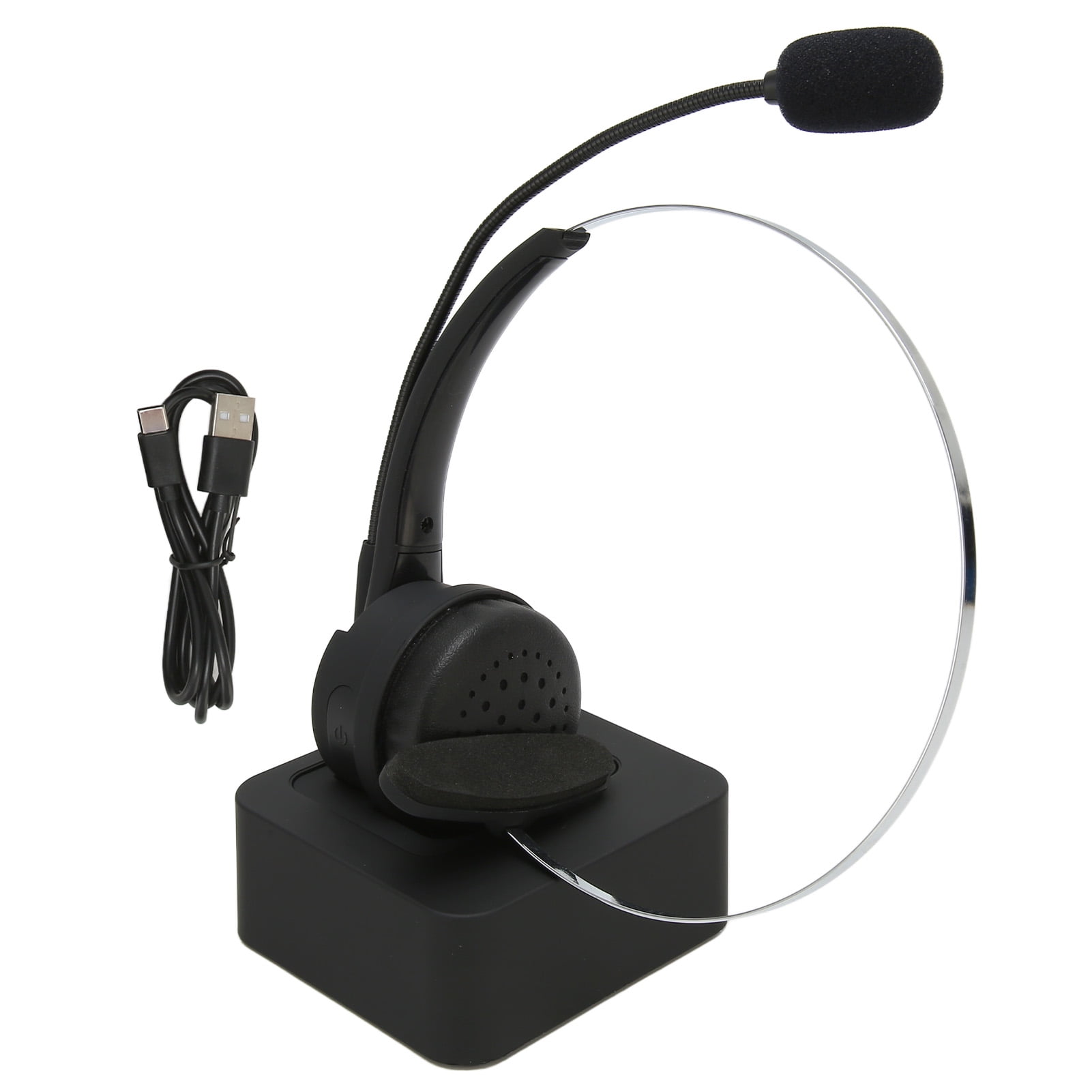 Bluetooth Telephone Headset Monaural Noise Cancelling Volume Adjustable Business Headset with Microphone Charging Base