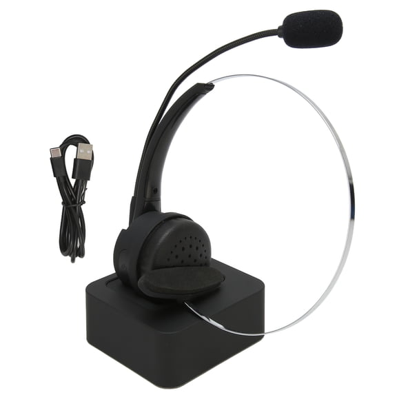 Bluetooth Telephone Headset Monaural Noise Cancelling Volume Adjustable Business Headset with Microphone Charging Base