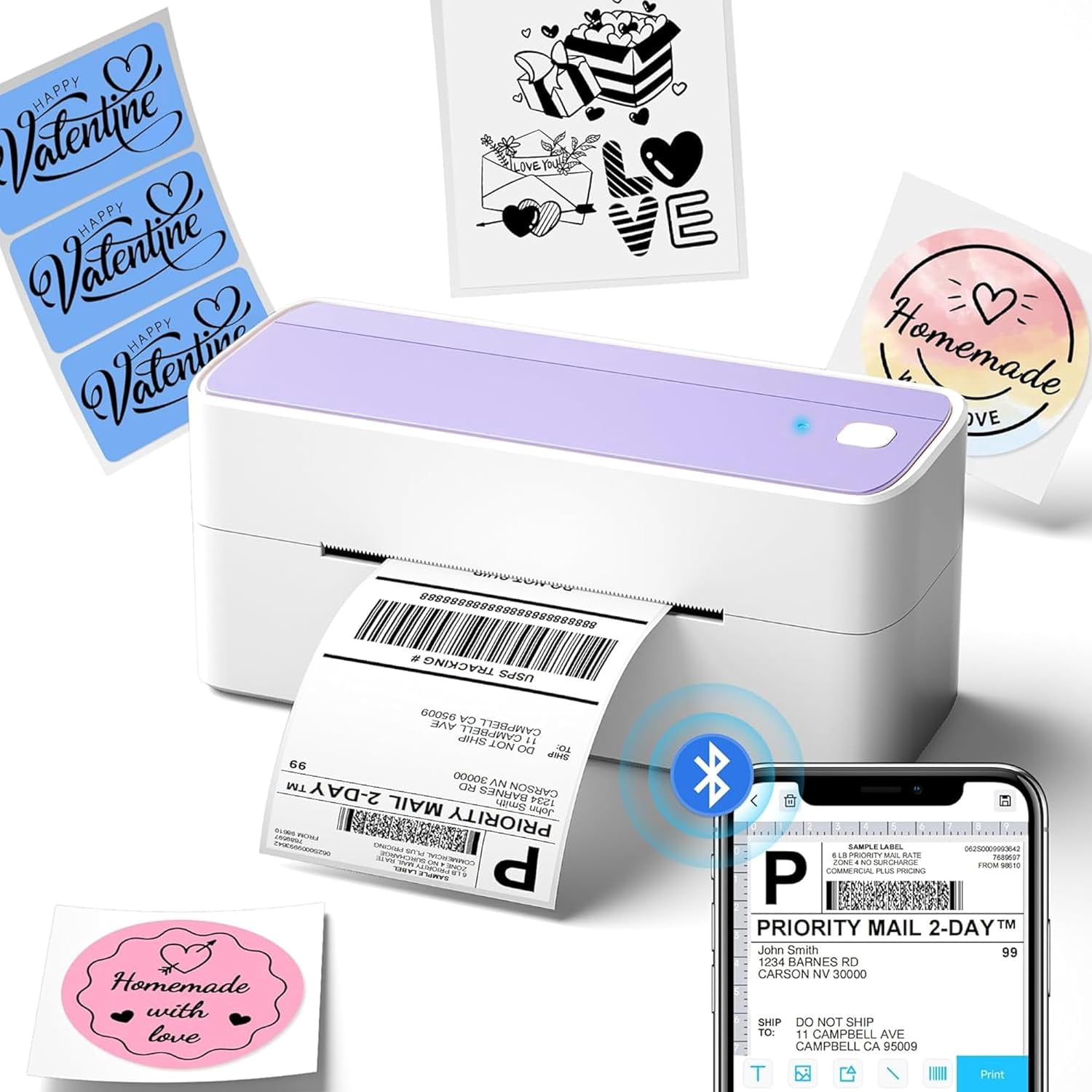 Bluetooth Thermal Label Printer, 241BT 4X6 Wireless Shipping Label ...