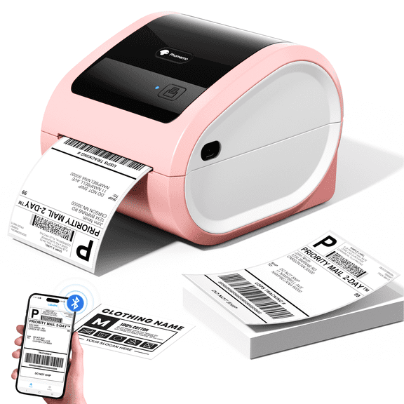 Phomemo Thermal Label Printer 4x6 - D520BT Built-in Label Holder Thermal Printer for Small Business Shipping Packages - Compatible with USPS, Amazon, Shopify, Ebay and More(Pink)