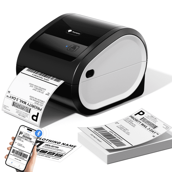 Phomemo Bluetooth Thermal Label Printer 4x6 - D520BT Built-in Label Holder Wireless Thermal Printer for Small Business Shipping Packages - Compatible with USPS, Amazon, Shopify, Ebay (Black&White)