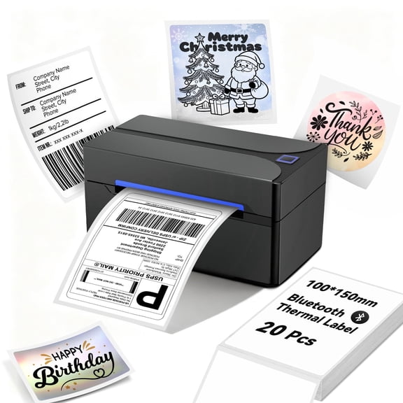 Shipping Label Printer,HKHKPI Bluetooth Thermal Label Printer 4x6, Wireless Shipping Label Maker for Small Business & Packages, Compatible with Phone & PCs