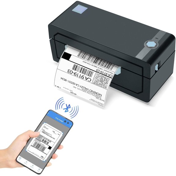 Bluetooth Thermal Label Printer for Shipping  Portable Wireless Direct Thermal Printer for Ecommerce, Compatible with Shopify Amazon Etsy, Mobile App Control for Shipping Labels Barcodes and P,Blue