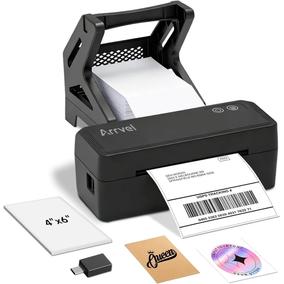 Bluetooth Thermal Label Printer with Stand, Wireless 4x6 Shipping Label Printer for Small Business, Support iPhone, Android Windows & Mac, Widely Used for USPS Etsy Shopify (Black)