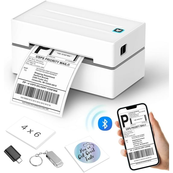 Bluetooth Thermal Label Printer, Wireless 4x6 Shipping Label Printers ...