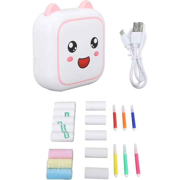 Bluetooth Thermal Printer Pocket Printer Sticker Printer for Kids Mini Pocket Portable Bluetooth Thermal Ink for Notes Journal Memo Photo Study (Roseate)
