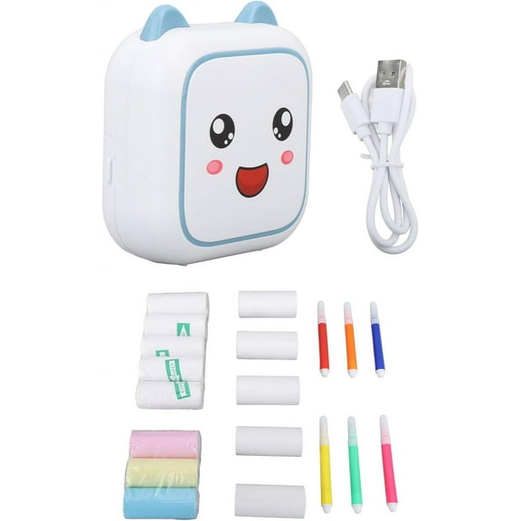 Bluetooth Thermal Printer Pocket Printer Sticker Printer for Kids Mini Pocket Portable Bluetooth Thermal Ink for Notes Journal Memo Photo Study (Blue)