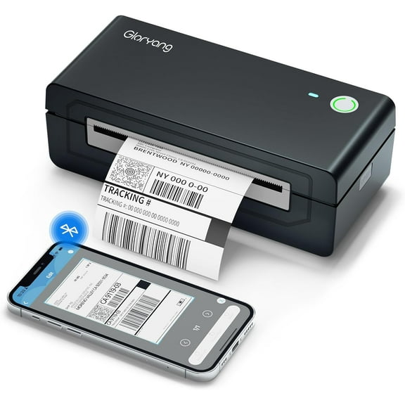 Bluetooth Thermal Shipping Label Printer, 4X6 Inkless Label Machine for iOS, Android, Laptop, Wireless Printer for Small Business, Compatible with , UPS, , Black