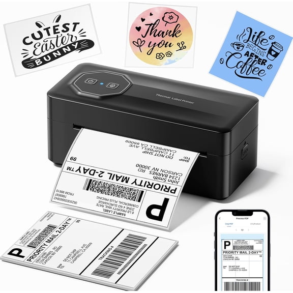 Bluetooth Thermal Shipping Label Printer, A646 Wireless 4x6 Label Printer for Small Business and Shipping Packages, Compatible with iPhone Android Windows Mac, Amazon, Ebay, USPS, UPS, Black