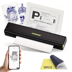 Portable Bluetooth Tattoo Transfer Printer, Inkless A4 Thermal Printer for Tattoo & Heat Transfer Paper, Compatible with Smartphone Tablet