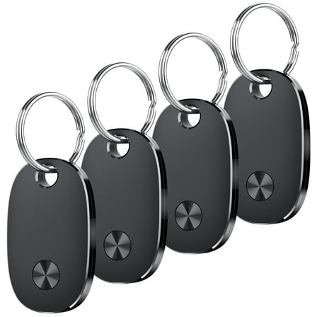 Bluetooth Tracker Tag 4 Packs, Item Locator Works with Find My APP(iOS Only), Smart Tag for Keys/Luggage/Wallets/Suitcases, Keys Finder Replaceable Battery, IP67 Waterproof Black, FCC Approved