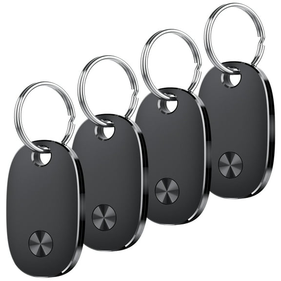 Bluetooth Tracker Tag 4 Packs, Item Locator Works with Find My APP(iOS Only), Smart Tag for Keys/Luggage/Wallets/Suitcases, Keys Finder Replaceable Battery, IP67 Waterproof Black, FCC Approved