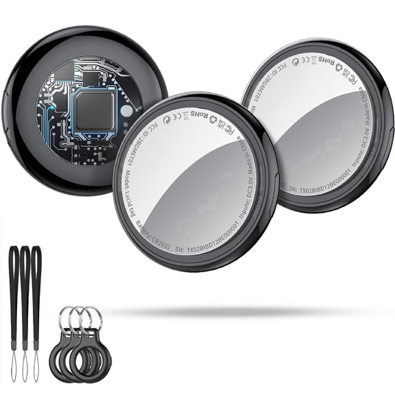 Bluetooth Tracker, Smart Air Tracker Tags-4 Pack, Key Finder and Item Locator Works with Apple Find My (iOS Only), with Protective Case/Key Ring/Lanyard, Tracker Tag for Keys/Luggage/Wallet, etc.