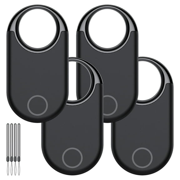 Air Tracker Tag (iOS Only)-4 Pcs, Smart Item Finder Work with Apple Find My for Luggage, Keys, Bags, Wallet, Bluetooth Tracker/ Key Finder and Item Locator Smart Tag Replaceable Battery, Black