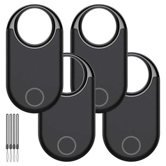 Air Tracker Tag (iOS Only)-4 Pcs, Smart Item Finder Work with Apple Find My for Luggage, Keys, Bags, Wallet, Bluetooth Tracker/ Key Finder and Item Locator Smart Tag Replaceable Battery, Black