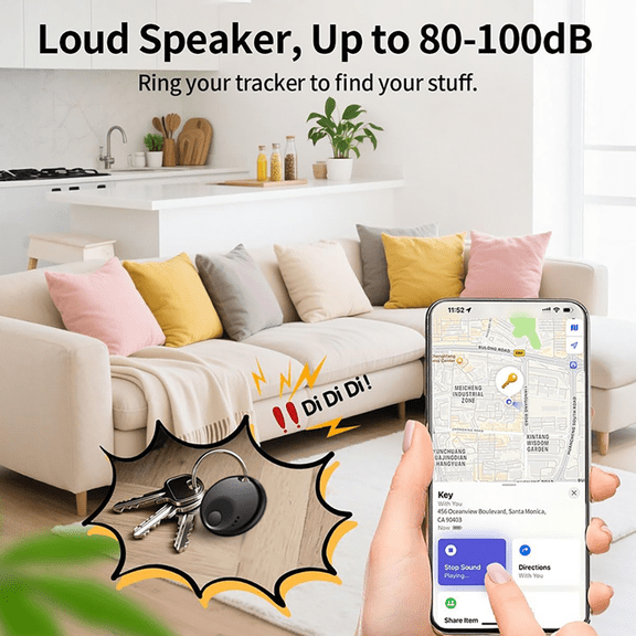 Bluetooth Tracker Smart Tag with Keychain Luggage Finder Apple MFi Certified 5.3 Inch
