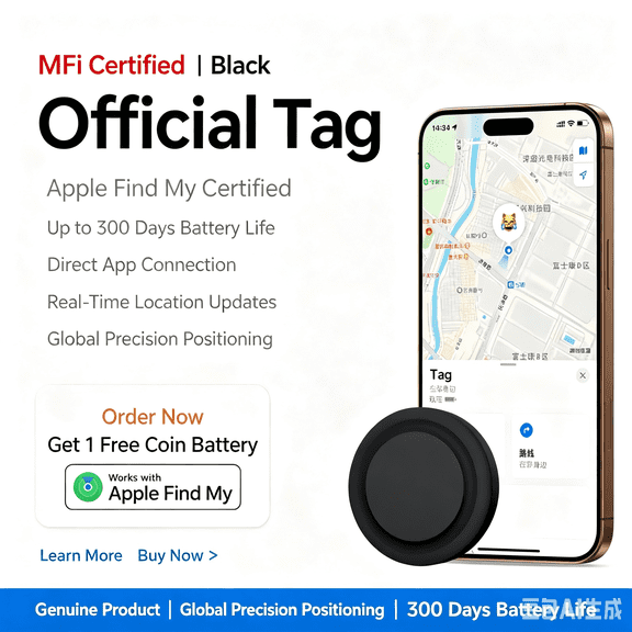 Bluetooth Tracker Tags Air Tag Compatible with Apple Find My iOS Only Smart Key Finder Item Locator for Keys Luggage Pets Kids Wallet Backpack Replaceable Battery