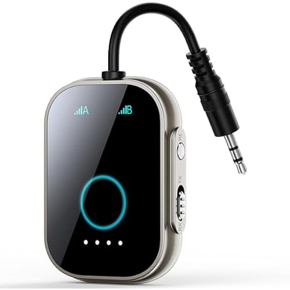 Bluetooth Transmitter Receiver for TV, 2-in-1 Bluetooth 5.3 Adapter for Airplane, Gym Equipment, Cars, for up to Two Wireless Headphones, Cell Phones.