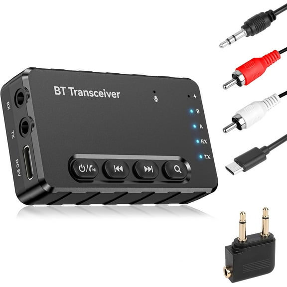 Bluetooth Transmitter Receiver aptX Adaptive/Low Latency/HD Bluetooth 5.2 Adapter Compatible with 2 AirPods Phones, 3.5mm Wireless Audio Receiver Headphone Aux Adapter