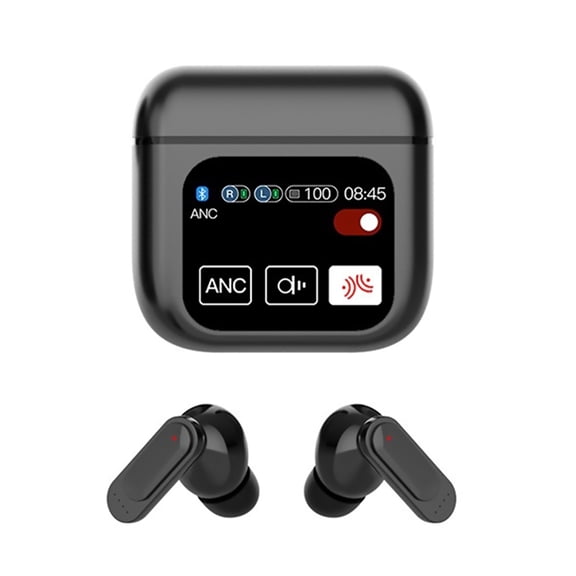 Bluetooth V5.4 Earbuds for Crystal-Clear Calls ANC+ENC Noise Reduction, Touchscreen Charging Case for On-the-Go Use