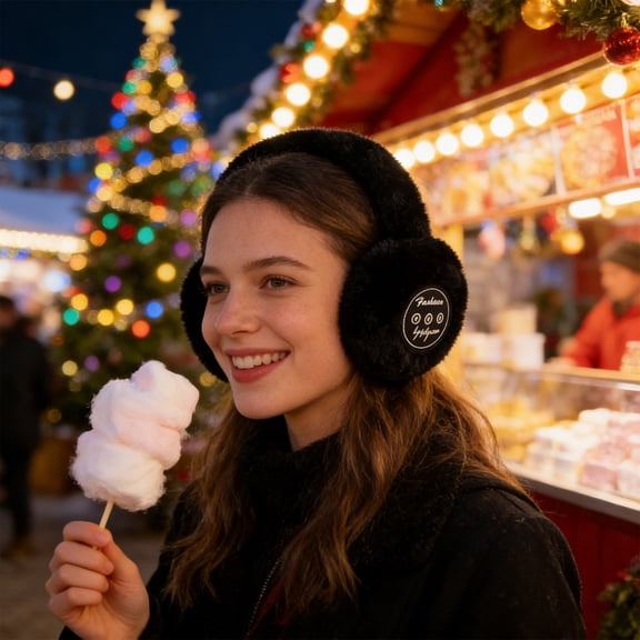 Bluetooth Warm Earmuffs, Wireless Headset with Noise Reduction, Long Battery & Foldable Design for Audio Play, Indoor Relax, Outdoor Cycling, Hiking, Skiing and Daily Commute