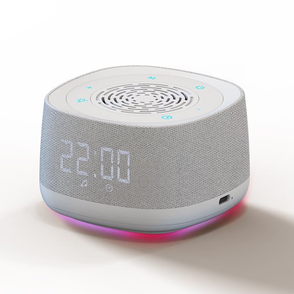 Bluetooth White Noise Sound Machine Dual Alarm Clock with 14Soothing Sounds 7Color Night Light Sleep Timer Bluetooth5.4 USB Rechargeable Portable Mini Speaker 10m Range for Home Travel