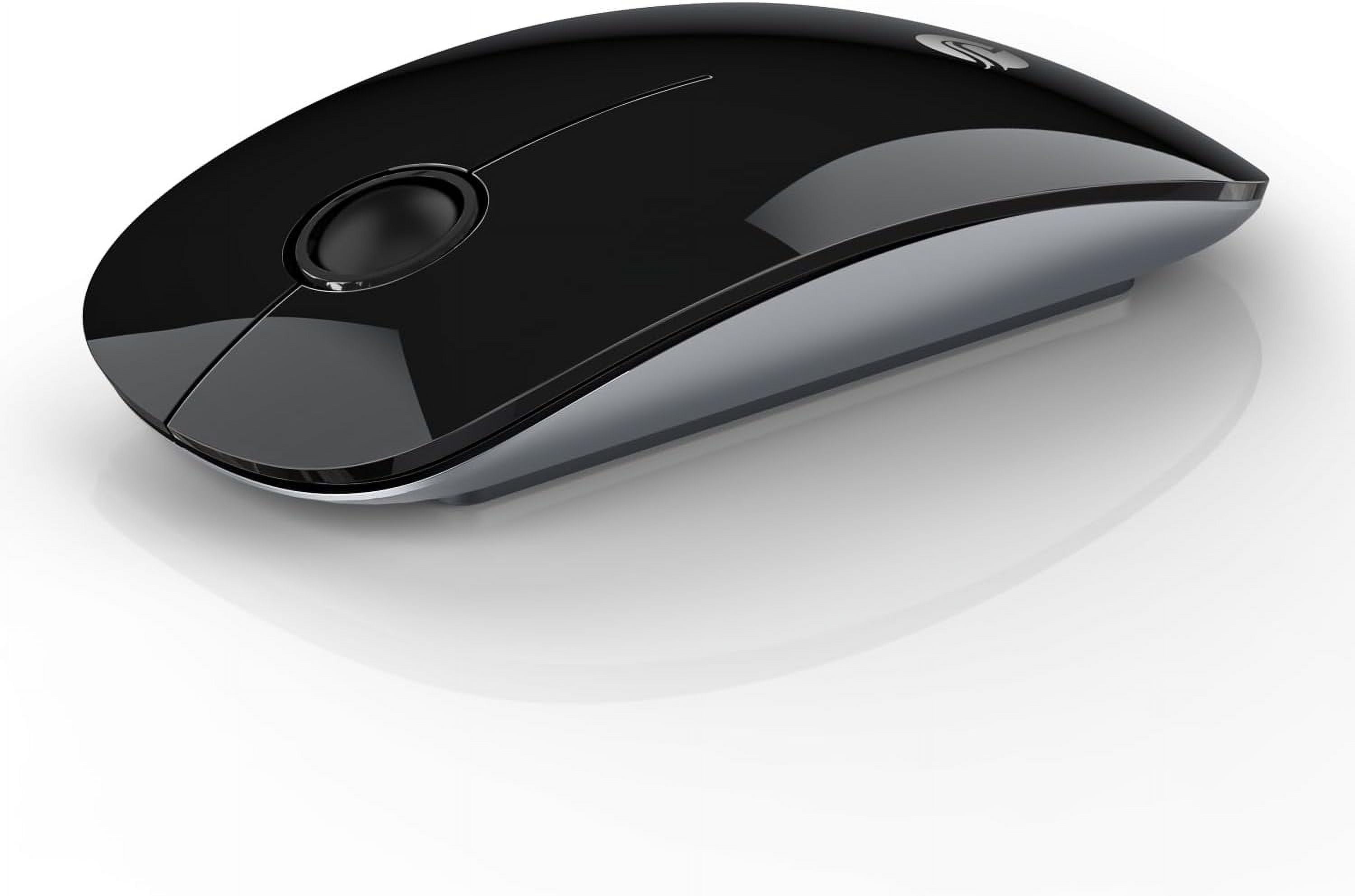Bluetooth Wireless - (BT5.1+USB) Slim Dual Mode Computer Mice with Quiet Click, Low Power, and 1600 DPI, Portable for MacBook, Laptop, iPad Pro/Air, Surface Pro (Black)