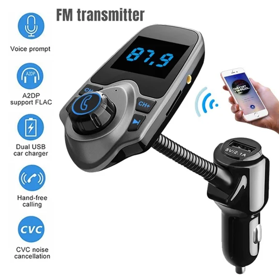Bluetooth Wireless Car Fm Transmitter 2 Usb Charger Aux Stereo Receiver Adapter