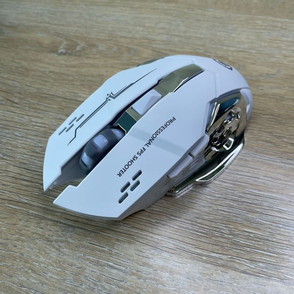 Bluetooth Wireless Dual-mode Mouse, 2.4GHz Wireless or Bluetooth Connection Mode, Rechargeable Built-in Battery, Ergonomically Designed Computer Mouse, 4-Level DPI, (White)
