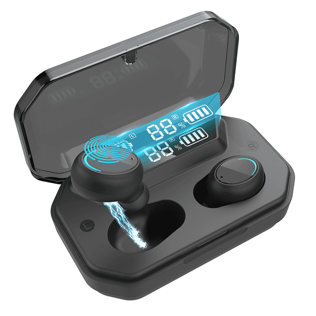 Bluetooth Wireless Earbuds , Deep Bass HiFi 3D Stereo Sound Bluetooth Headphones with Buit-in Mic Headset 240H Playtime with Charging Case IPX7 Waterproof for IOS Android Samsung and Laptops