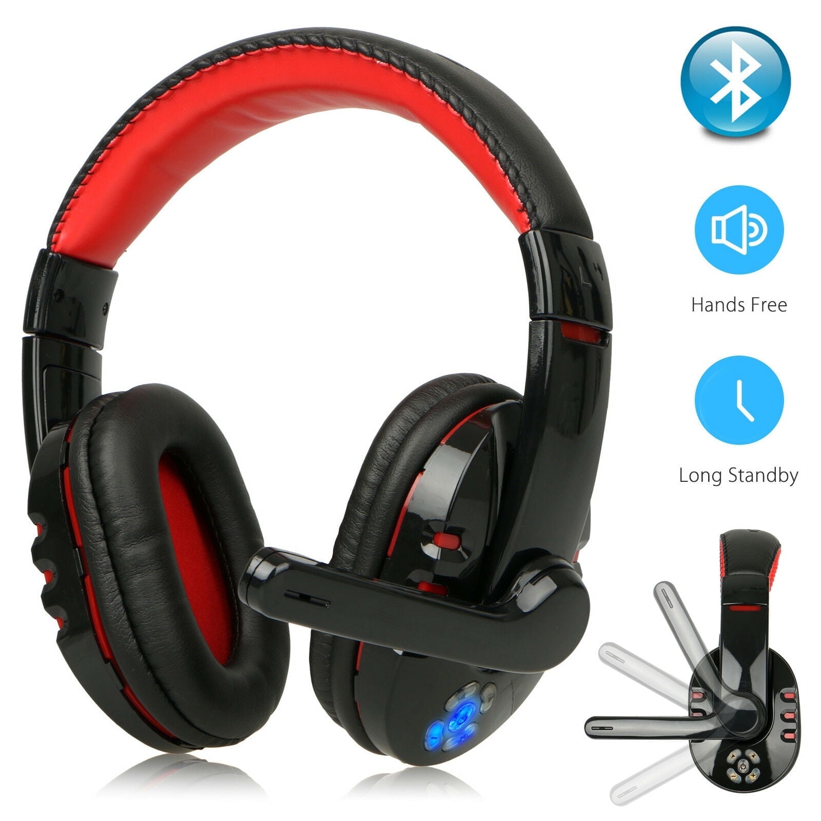 Bluetooth Wireless Gaming Headset for Xbox PC PS4 with Mic LED Volume