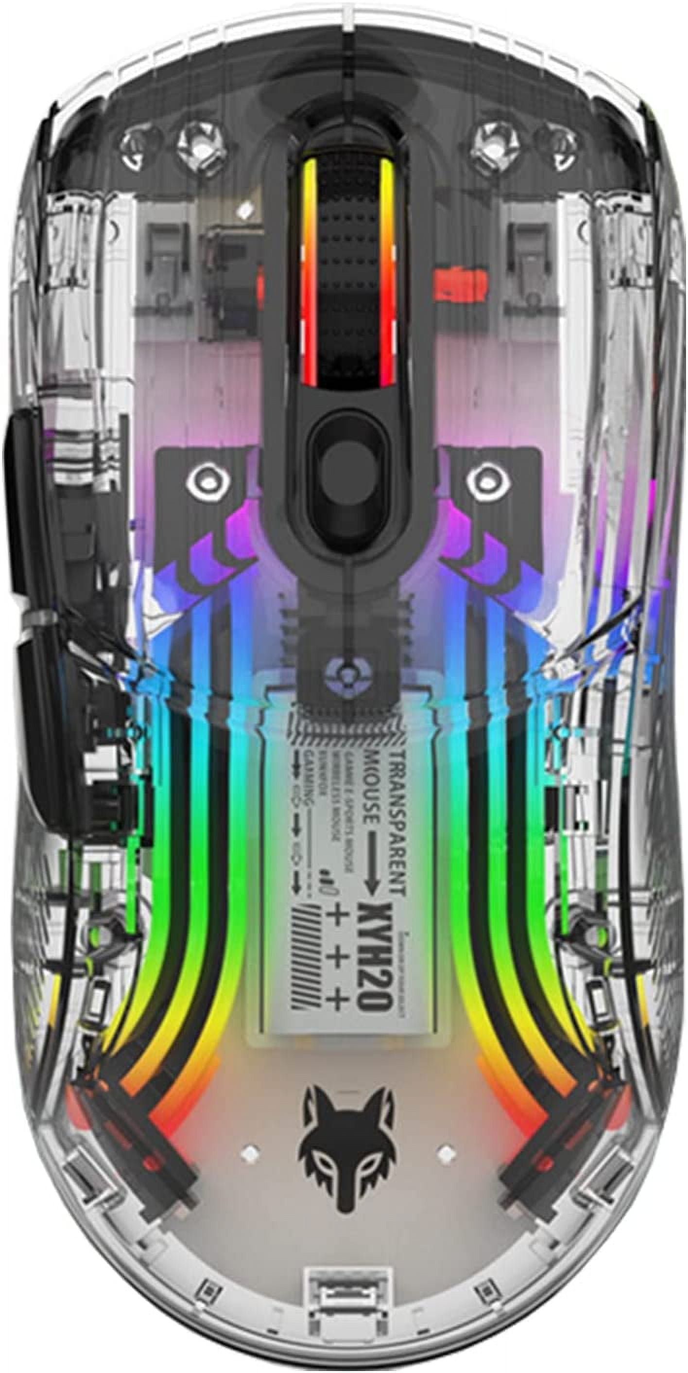 Bluetooth Wireless Gaming Mouse, Transparent RGB Dual Mode Mouse, 2.4G USB Cordless Mechanical Mouse for PC Laptop Computer Gamer Office