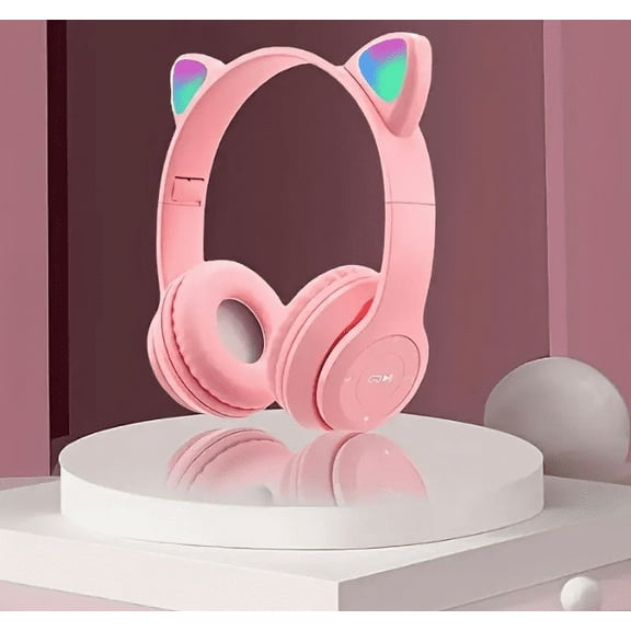 Wireless Cat Ear LED Headphones  Foldable Bluetooth Gaming Headset with Mic  Compatible with iPhone  Android  PC  Music & Calls