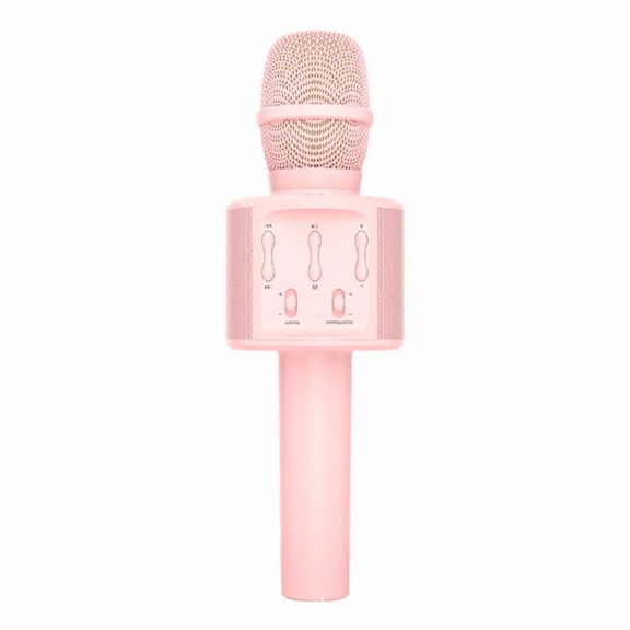 Bluetooth Wireless Home Mic Ktv Player for Kids with Magic Sound LED Light Accessories Wireless Audio Pink
