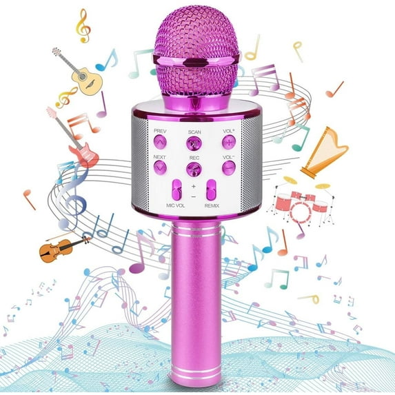 Bluetooth Wireless Karaoke Microphone for Kids, Hottest Birthday Presents Toys for 9 10 11 12 Years Old Boys Girl (Rose Gold)