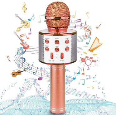 Bluetooth Wireless Karaoke Microphone for Kids, Hottest Birthday Presents Toys for 9 10 11 12 Years Old Boys Girl (Rose Gold)