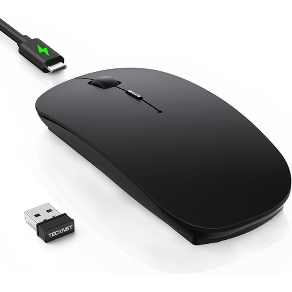 Bluetooth Wireless for Laptop, Rechargeable Silent Computer (Bluetooth 5.2/3.0 & 2.4G), Ultra-Thin, 6-Level Adjustable 4800 DPI Bluetooth for Mac OS, iPad, Windows, Android